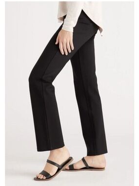NWT Quince Womens Ultra-Stretch Ponte Straight Leg Pant Black Pull On S Tall